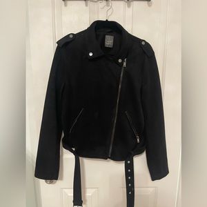 Faux Suede Biker Jacket